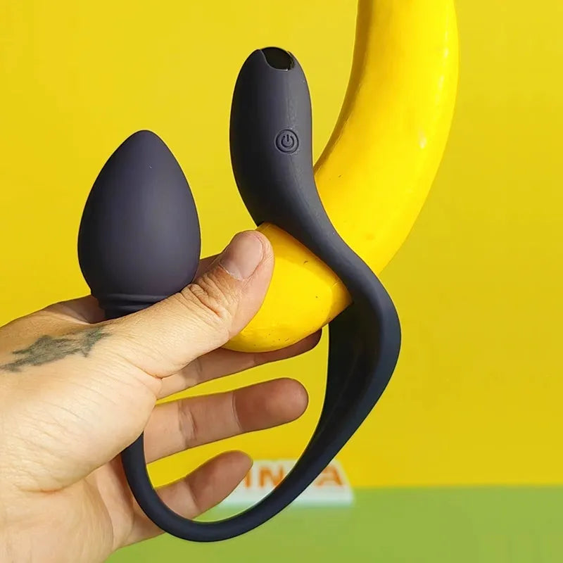 Men's adult sex toys: vibrating cock ring, vibrating anal plug, delay condom, penis sleeve.